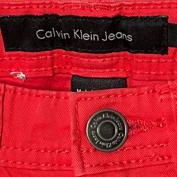 Calvin Klein Skinny Crop Pants Red Stretch Denim Women’s Size 2 - Picture 3 of 9